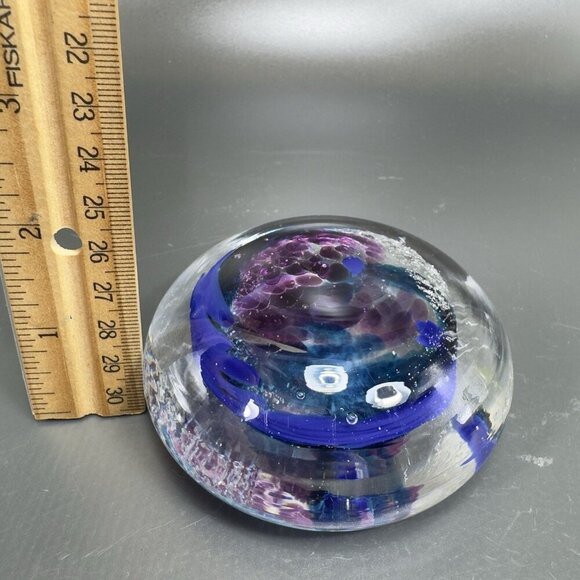 Venetian Italian Art Glass Paperweight Hand Blown With Silver Flecks Multicolor - Picture 3 of 15